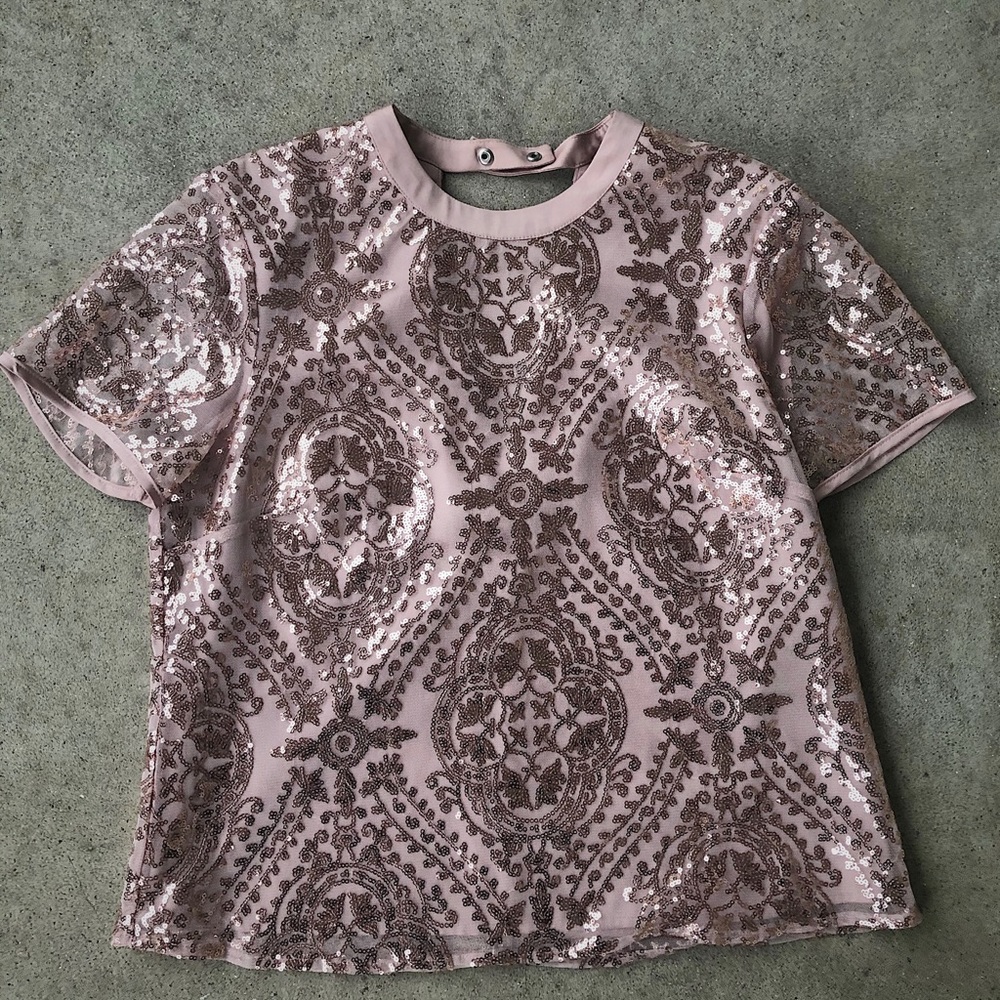 Eva Mendes x NY&C // Rose Gold Sequin blouse